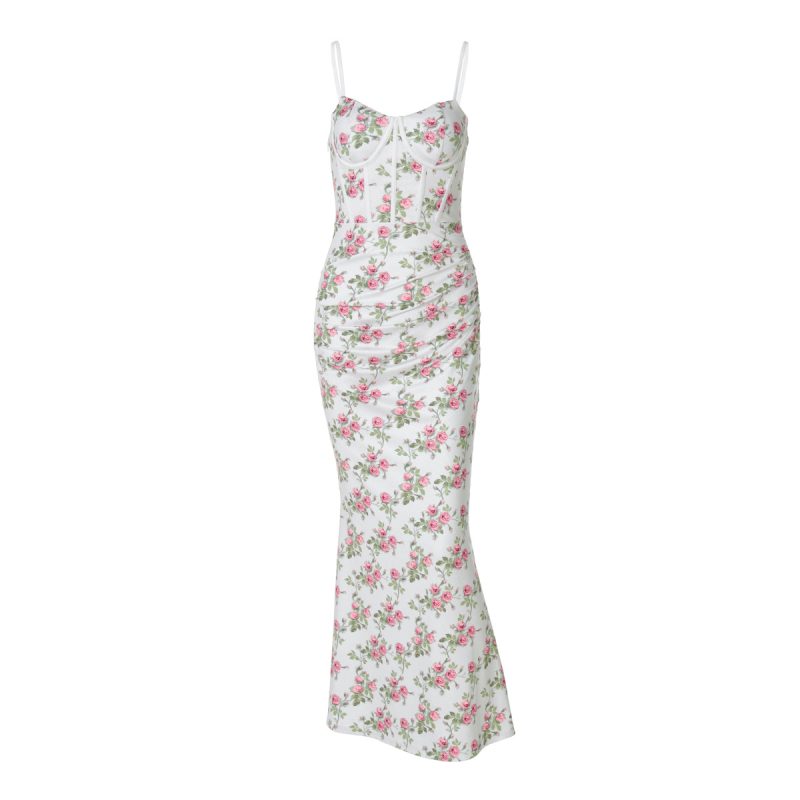 Women’s Printed Sling Dress with Fitted Waist - Image 4