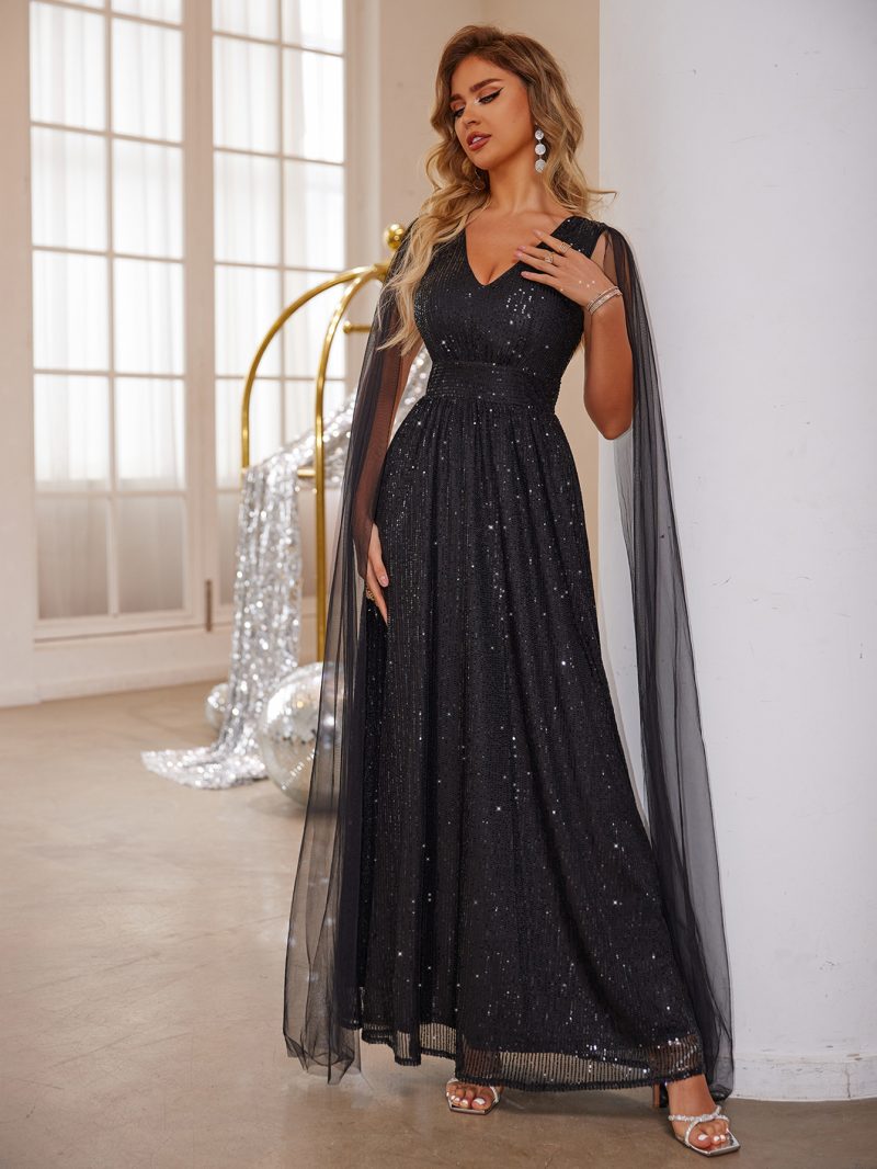 Glamorous Sequin Evening Dress with Large Swing Waist - Image 3