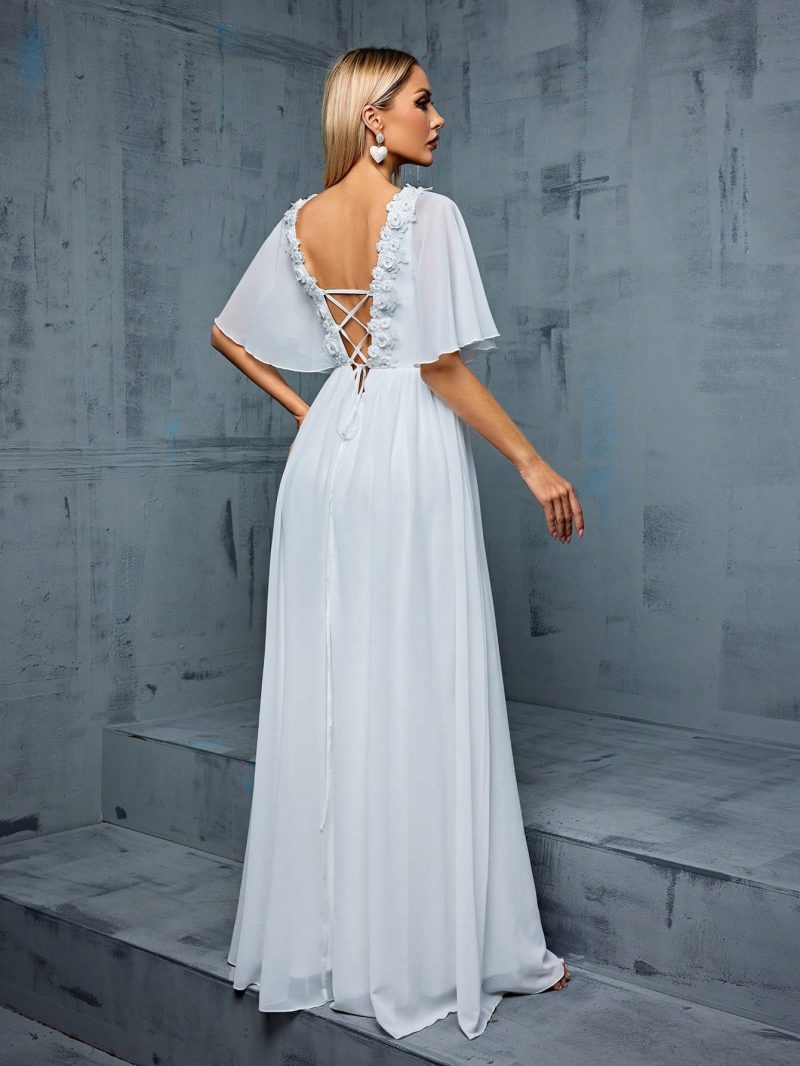 V-Neck Half Sleeve Slim Fit Cocktail Dress - Image 2