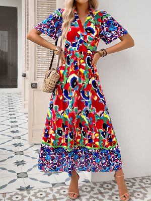 Spring Summer Women’s Printed Vacation Casual Dress