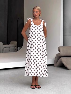 Playful Polka Dot Women’s Summer Swing Suspender Dress