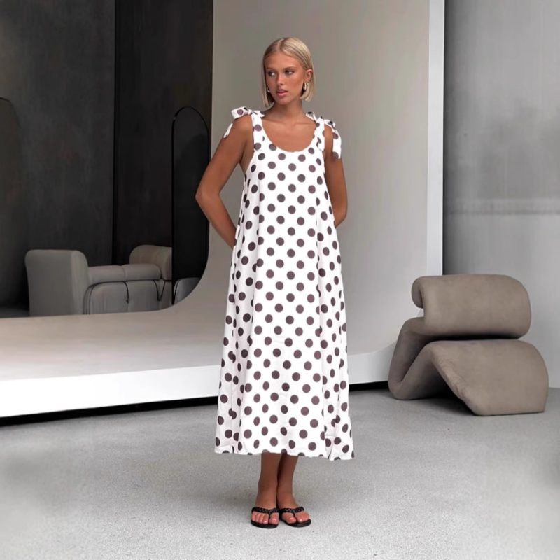 Playful Polka Dot Women’s Summer Swing Suspender Dress