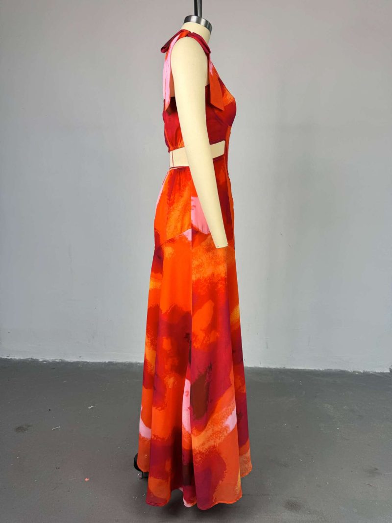Sweet High Waist Spring Dress with Lace-Up Vest - Image 3