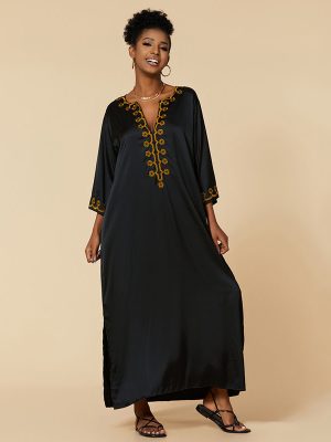 Vacation Beach Cover-Up with Elegant Gold Thread