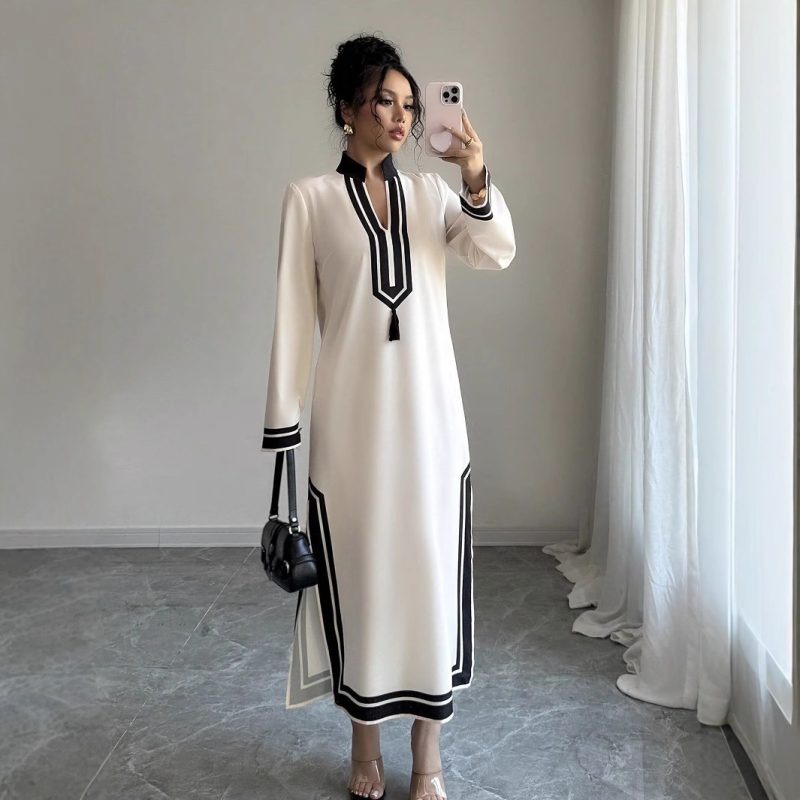 Casual Summer Vacation Long Sleeve Beach Dress Women