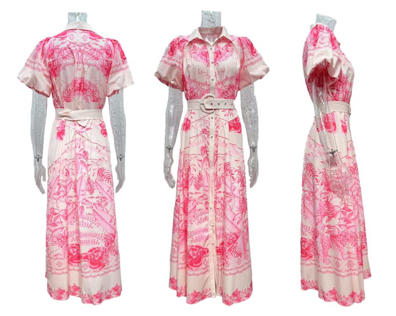 Women’s Stand Collar Ruffle High Waist Dress - Image 2