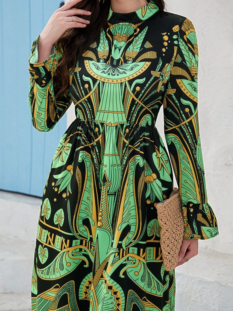Trendy Elegant Waist Floral Print Maxi - Image 2