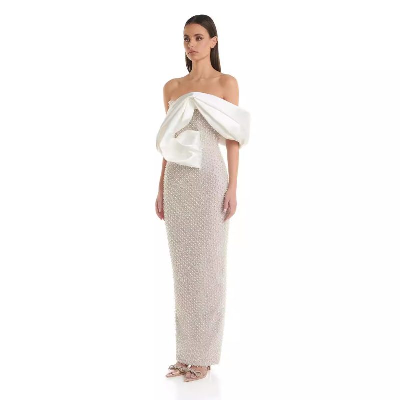 Women’s Summer Tube Top Dress with Pearl Decoration - Image 3