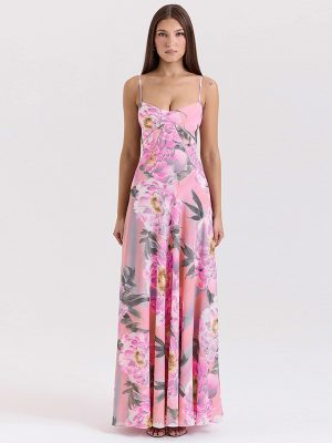 Women’s Spring Floral V-Neck Backless Dress