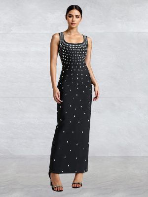 Women’s Sleeveless U-Collar Sheath Bodycon Party Dress
