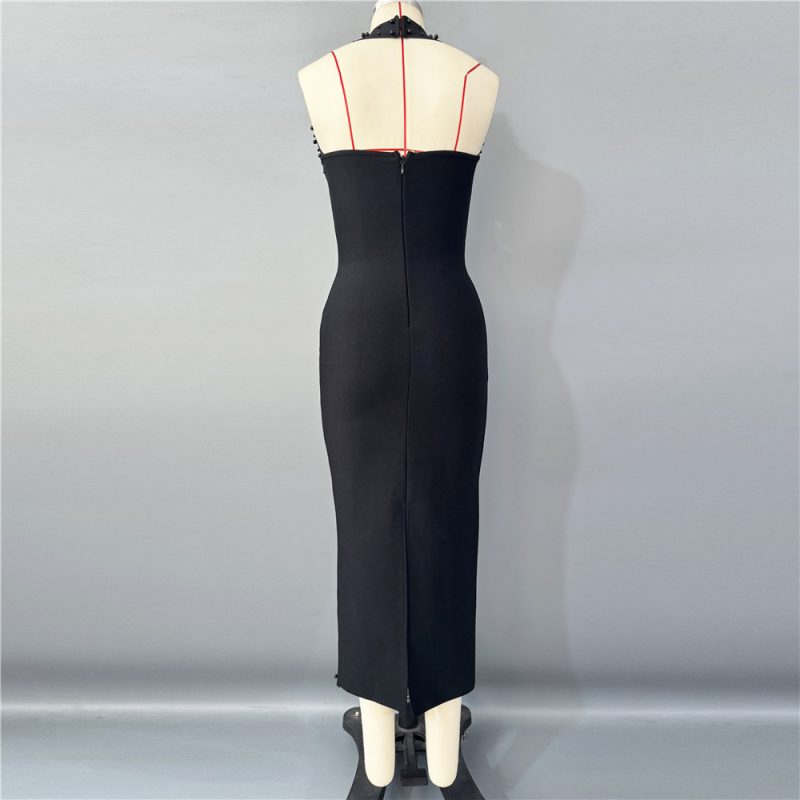 Halter Rhinestone Bandage One-Piece Dinner Dress - Image 2