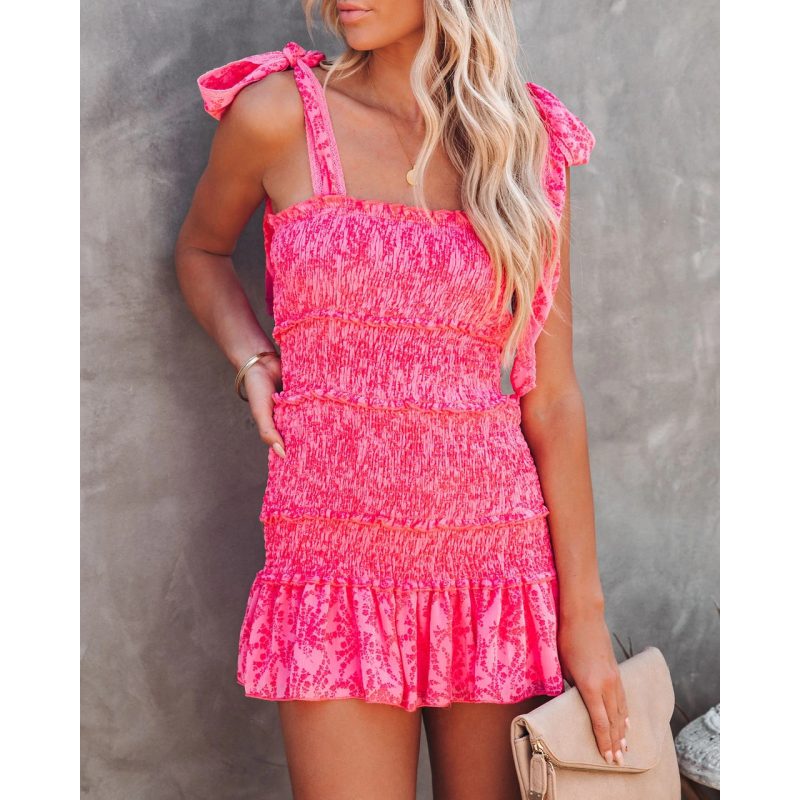 Corset Spaghetti Strap Lotus Leaf Summer Dress - Image 2
