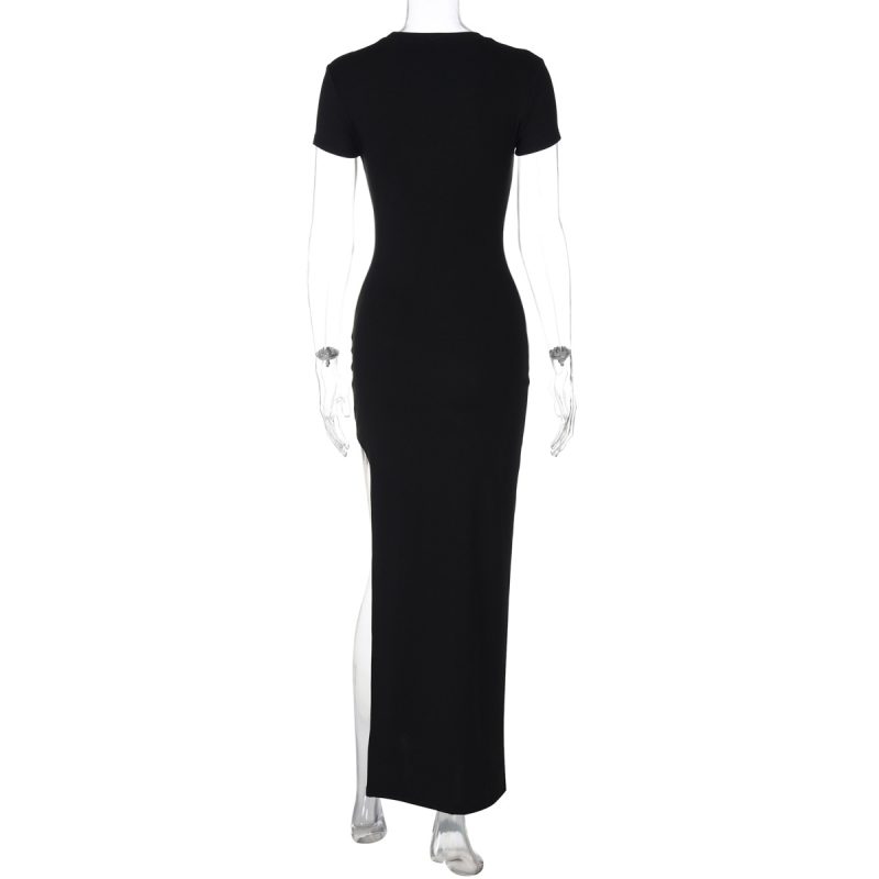 Women’s Summer Round Neck Side Split Dress - Image 4