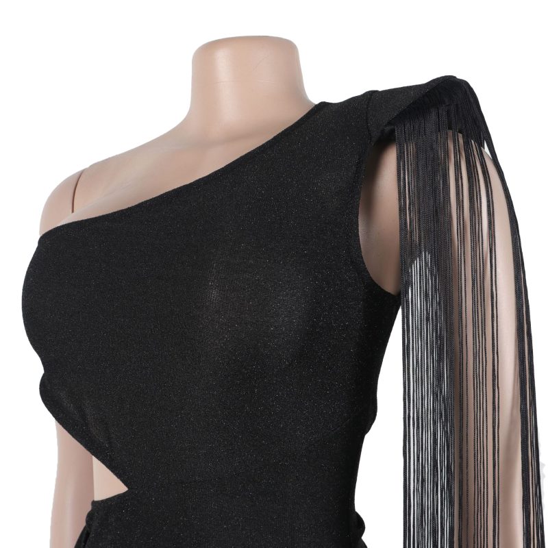 Casual Off-Shoulder Tassel Maxi Dress - Image 4
