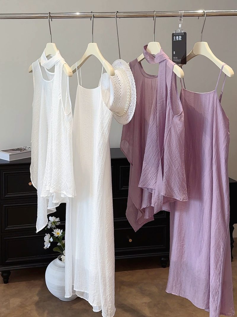 Fashionable Summer Sling Dress Three-Piece Set for Women - Image 4