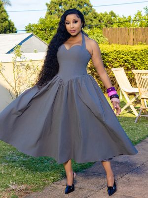 Stylish Women’s Elegant A-Line High Waist Dress