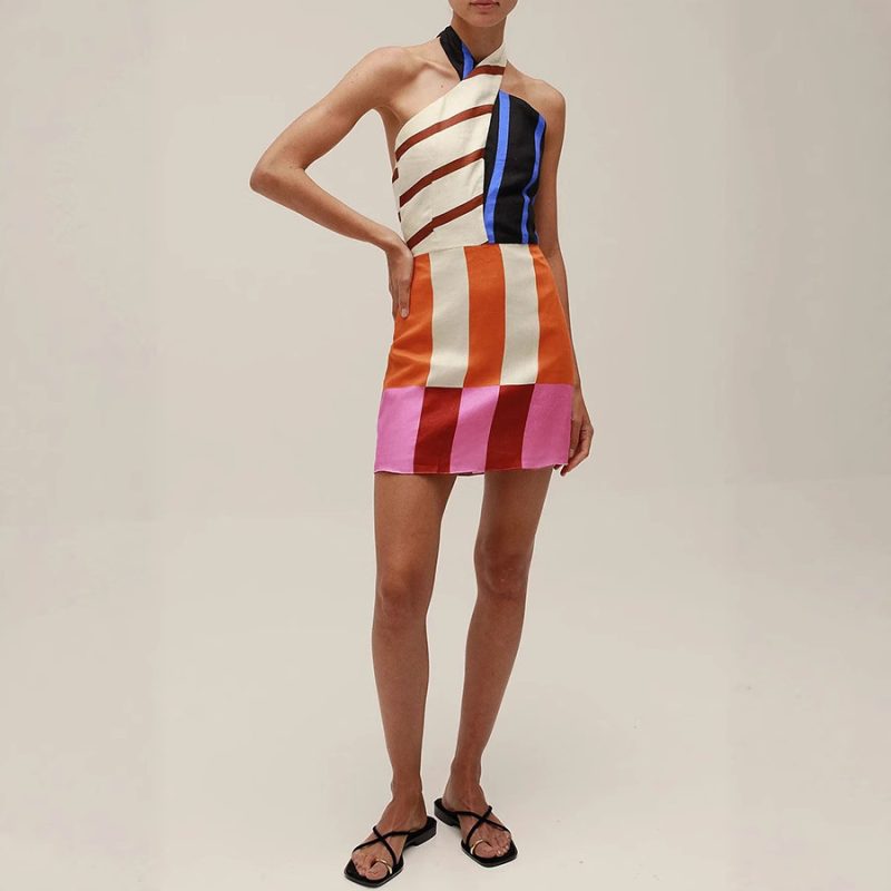 Sleeveless Lace-Up Linen Vacation Dress Women