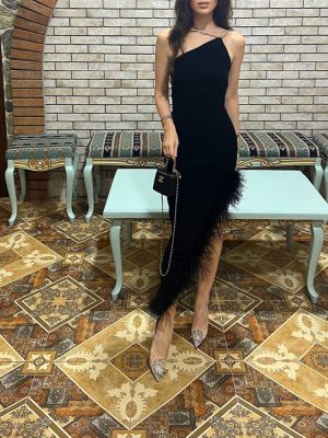 Women’s Spring Summer Feather Bandage Office Dress