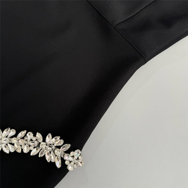 One Shoulder Rhinestone Slit Sleeveless Maxi Dress - Image 3