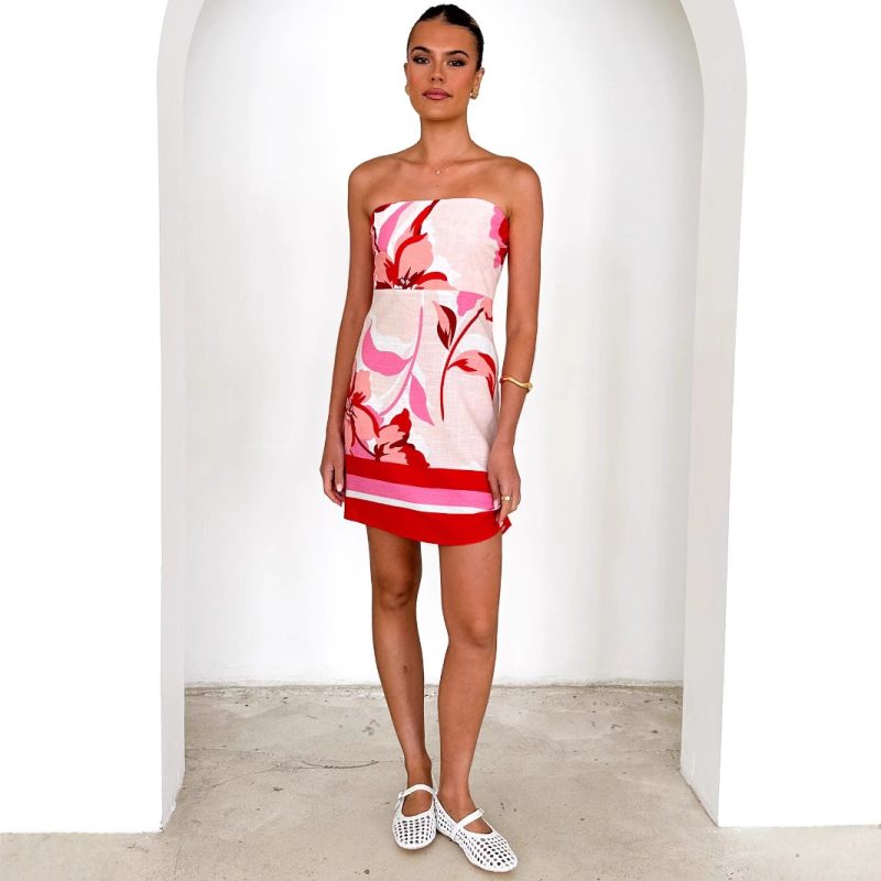 Positioned Print Chest-Wrap Mini Dress Women - Image 2