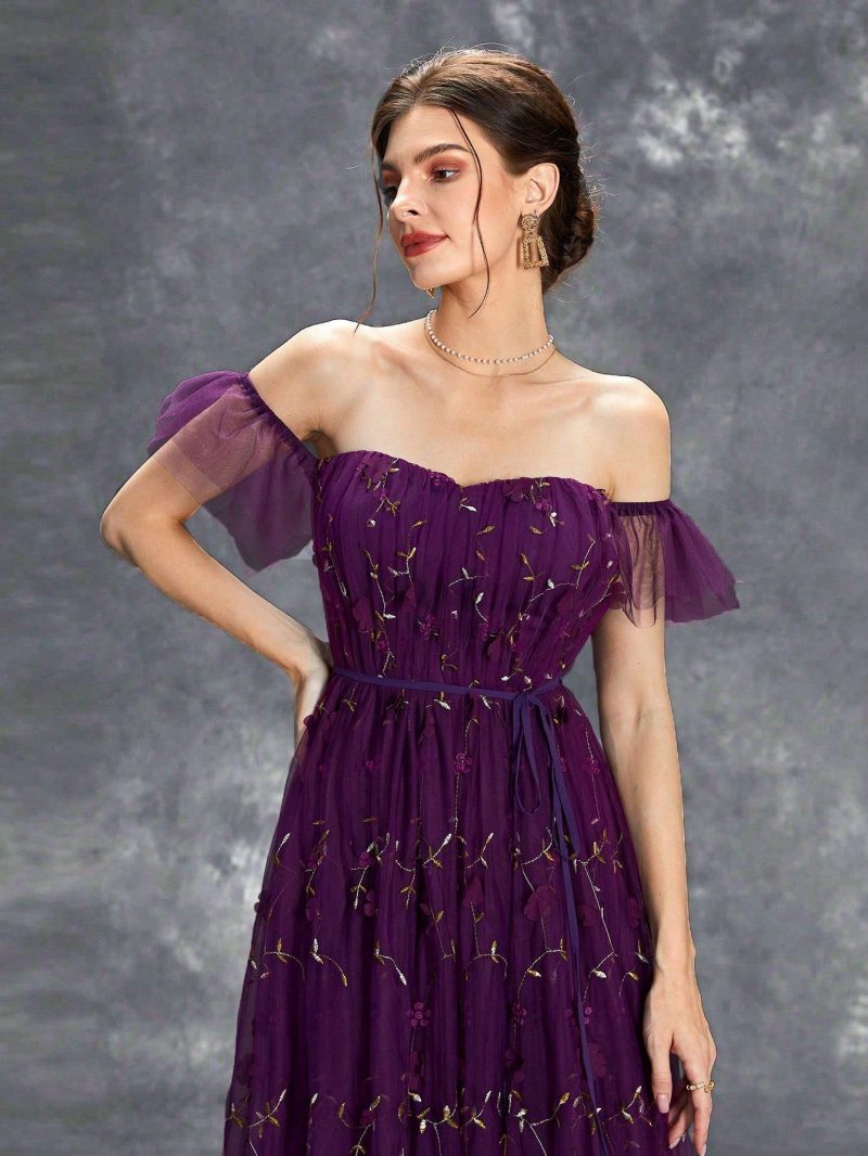 Off-Shoulder White Formal Evening Party Cocktail Dress - Image 2