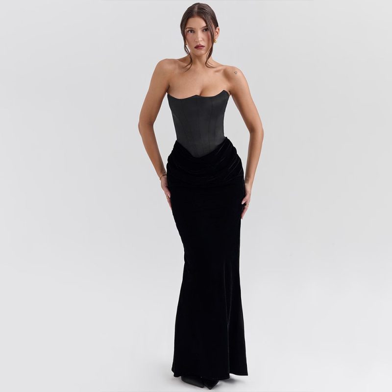 Elegant Tube Top Slim Fit Maxi Dress