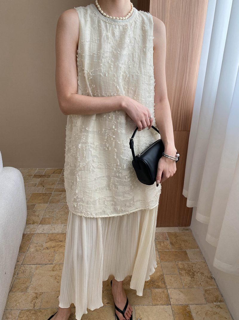 Women’s Vacation Floral Faux Two-Piece Vest Dress - Image 3