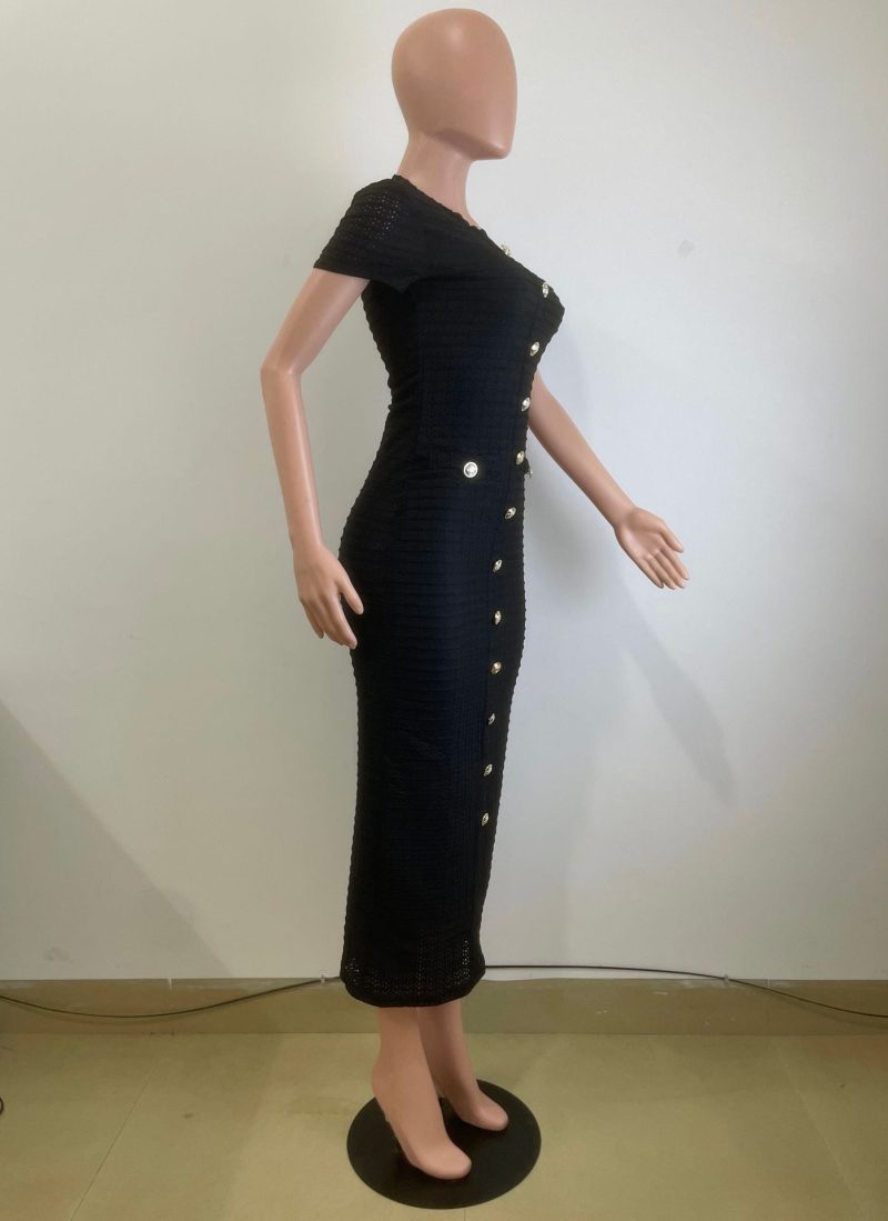 Women’s Slim Fit Knitted Short Sleeve Autumn Dress - Image 3