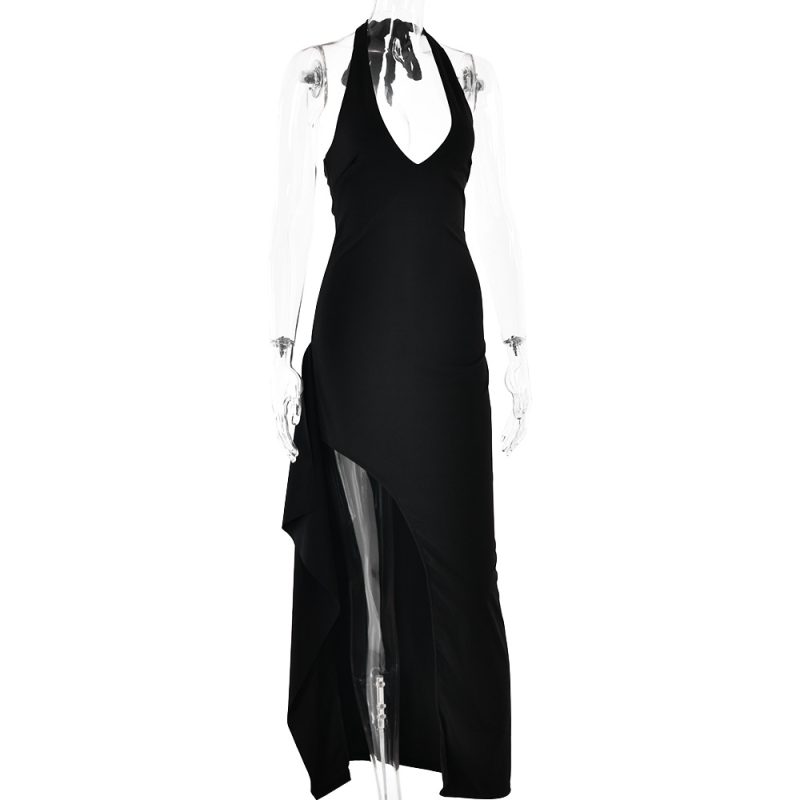 Chic Spring Halter Strap Backless V-Neck Dress - Image 4