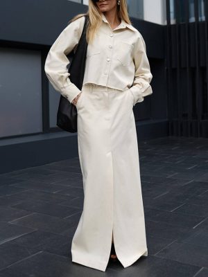 French Split Skirt Spring Two-Piece Dress Set