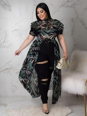 Plus Size Mesh Cutout Club Dress Top