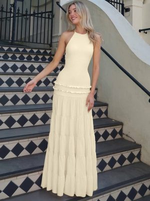 Summer Backless Halter Pleated Women’s Dress