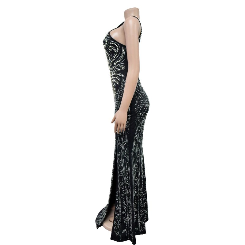 Women’s Solid Color Backless Split Maxi Dress - Image 3