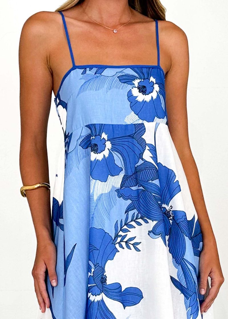 Summer Printed Backless High Waist Swing Dress - Image 4