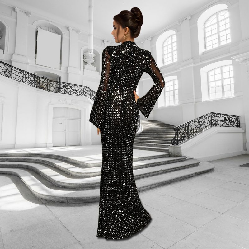 High-End Evening Gown with Rhinestone Details - Image 2