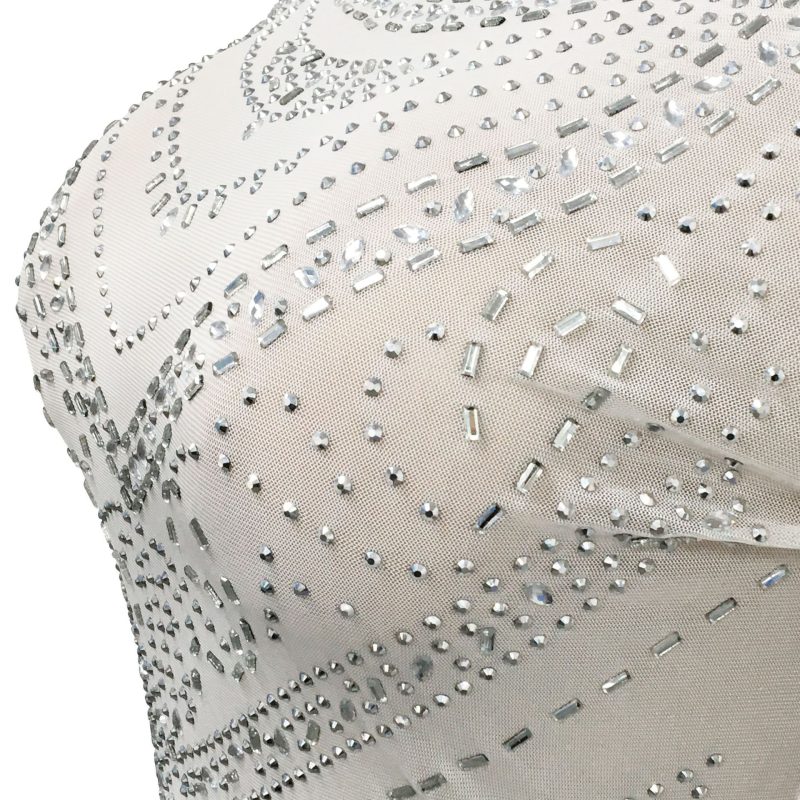 Women’s Rhinestone Mesh Long Sleeve Split Maxi Dress - Image 4