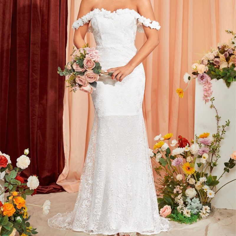 Tube Top Backless Lace Handmade Trailing Evening Dress