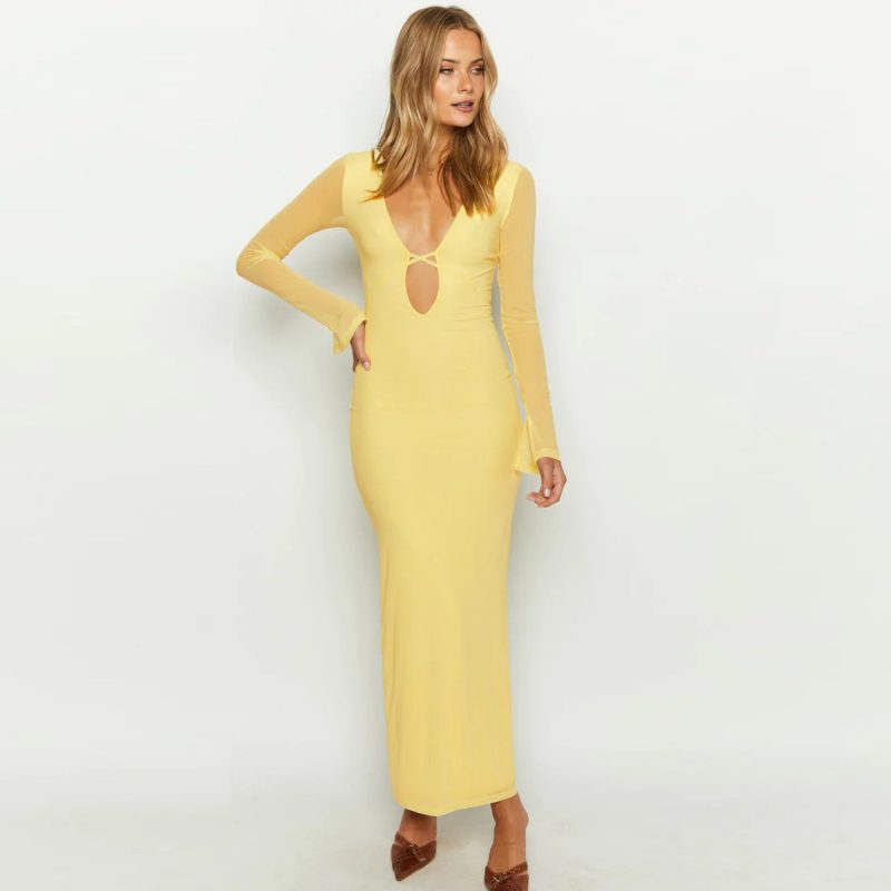 Women’s Autumn Winter Hollow Out Mesh Dress