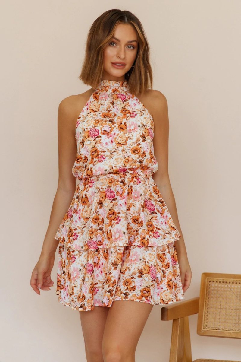 Summer Halter Lace-Up Backless Short Dress