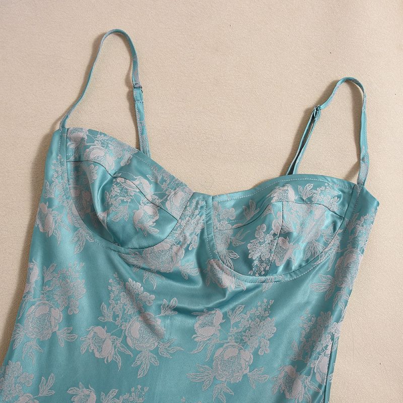 Summer Ice Silk Satin Floral Cutout Dress - Image 3