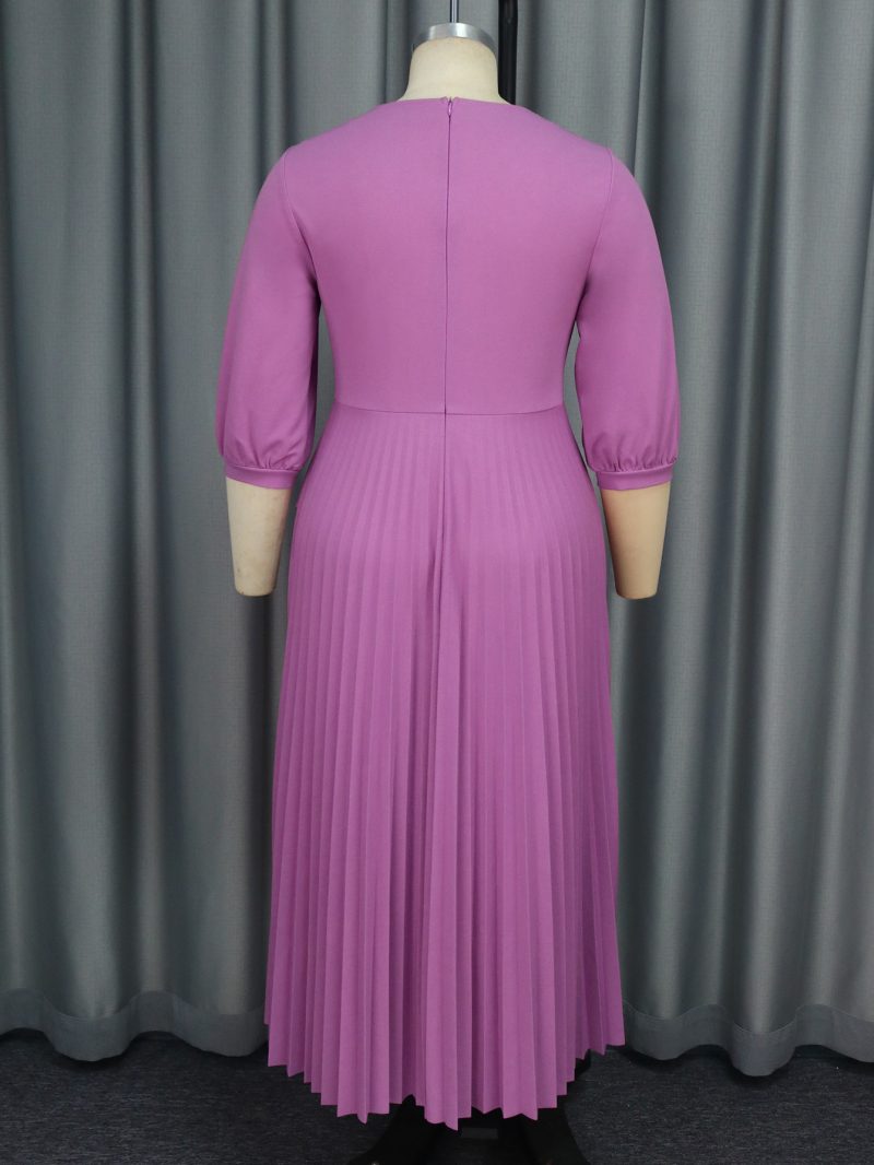 Beaded Pleated A-Line Party Dress with Sleeves - Image 3