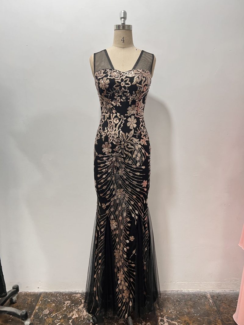 Women’s Sleeveless Sequin Mesh Fishtail Dress - Image 4