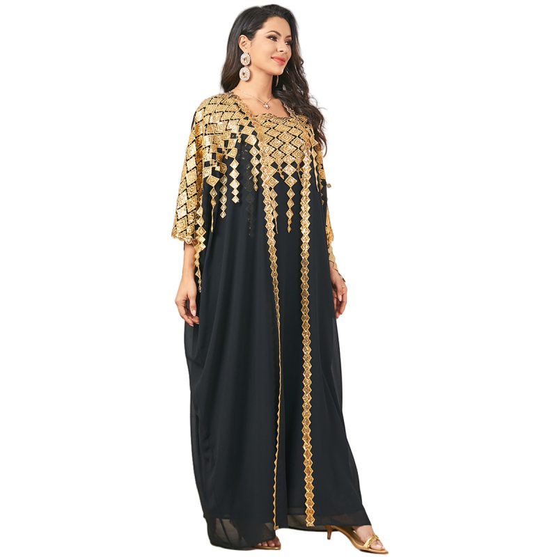 Middle East Metallic Muslim Robe Two Piece Dress - Image 4