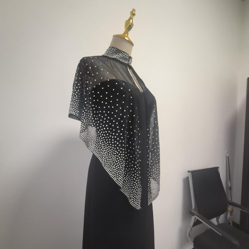 Elegant Summer Gala Sheath Dress with Cape - Image 4