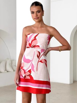 Positioned Print Chest-Wrap Mini Dress Women