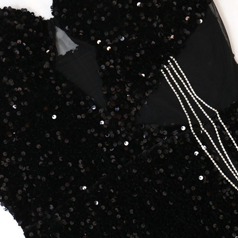 Women’s Spaghetti Strap Sleeveless Sequin Split Dress - Image 4