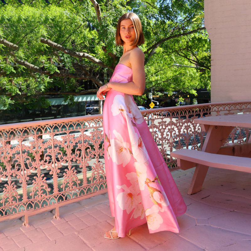 Printed Satin Tube Top High Waist Dress - Image 2