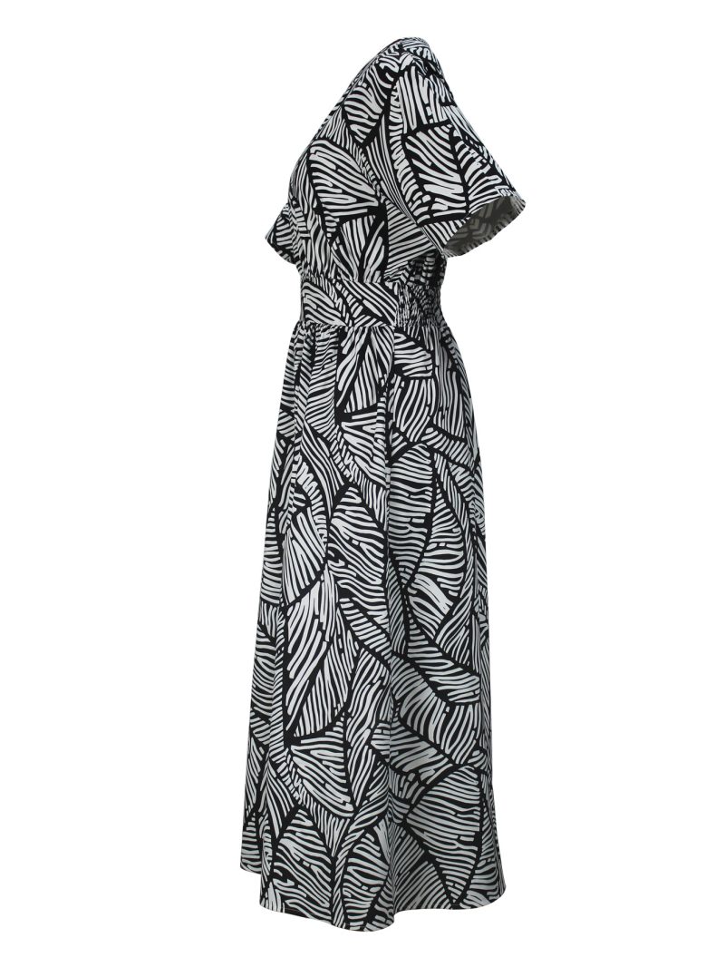 Elegant Women’s V-Neck Short Sleeve Maxi Dress - Image 3