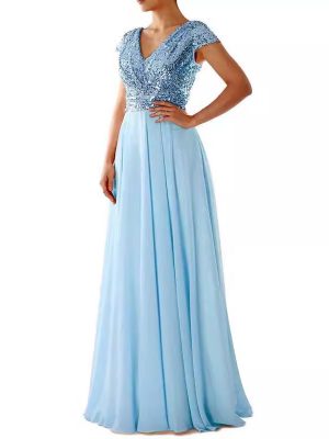 Flowy Chiffon Sequined Maxi Dress for Summer Nights