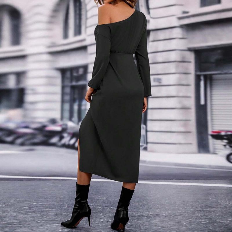 Women Autumn Winter Elegant High Sense Midi Dress - Image 4